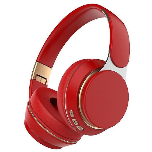 Hörlurar Trådlösa Bluetooth hörlurar Over-Ear-hörlurar Stereoljud, djup bas, 20 timmars speltid, mjuka öronkuddar för familjeresor, klass Röd