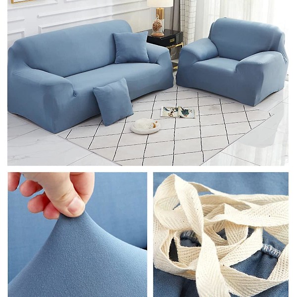 Elastisk Sofaovertrekk, Komfortabelt Stretchstoff (Blå, 180-230cm)