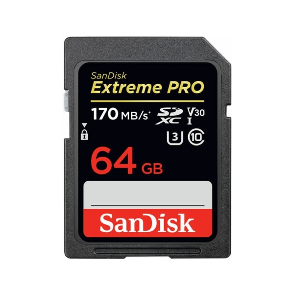 SanDisk 64GB Extreme PRO SDXC, hukommelseskort, op til 170MB/s UHS-I Class 10, U3, V30