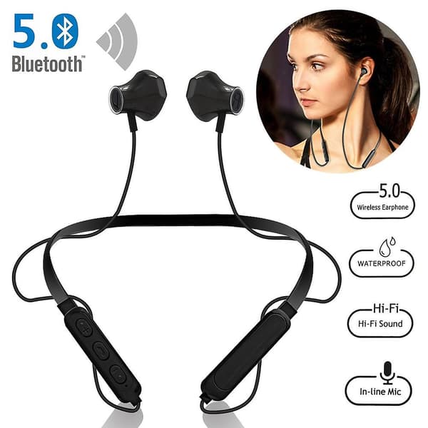 Bluetooth-headset, sports-headset, headset-øretelefoner med mikrofon, bas-hifi-lyd-headset, trådløs Bluetooth-øretelefon
