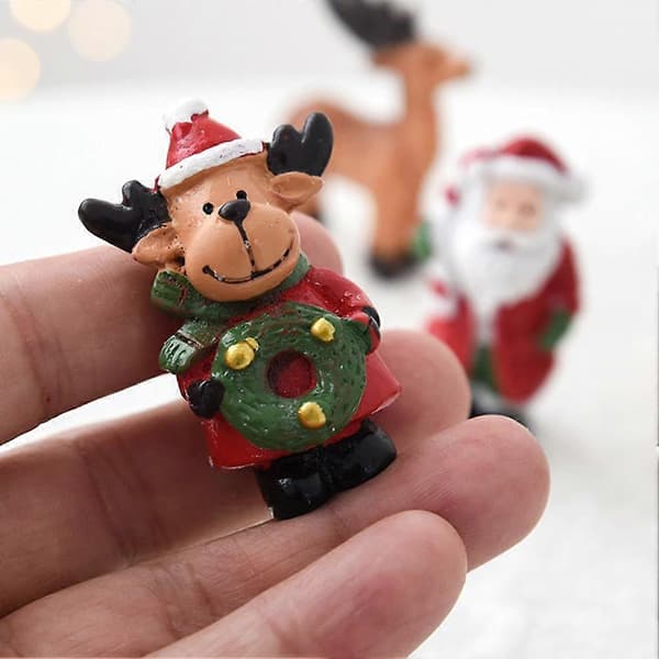 NUCHI Julfigurer - Miniatyrgran, tomte och ren-dekoration för julpynt Elderly version