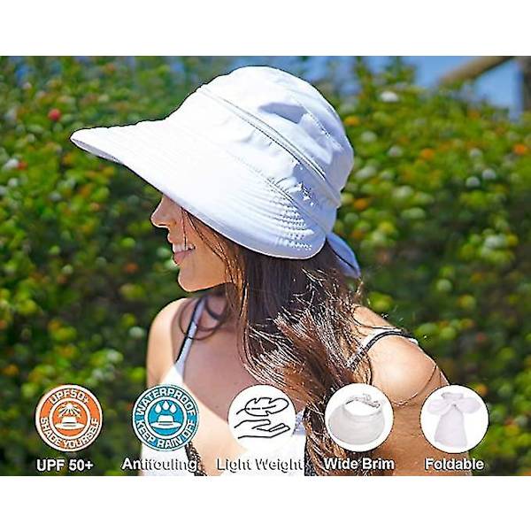 Hattar Upf 50+ Uv Solskydd Konvertibel Strand Visor Hatt（vit）