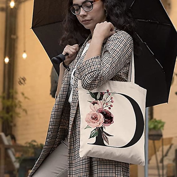 Blomster Tote til brudepiger - Initial Tote Bag Brudegave Håndtasker til kvinder Monogrammet polterabend gave