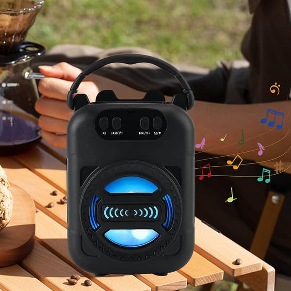 Udendørs bærbar Bluetooth-højttaler med dobbelt subwoofer-bas (sort)