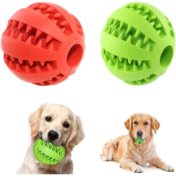 2 bitar Hund Molar Ball, Hund Tuggboll Gummi Hundboll Oförstörbar Hundleksak Heavy Duty Gummiboll Hundmatningsboll för liten medelstor hund