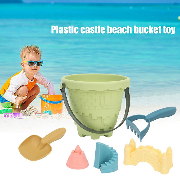 Kreativt barnsandslottformleksak DIY sommarstrandverktyg utomhusleksak (grönt slott)