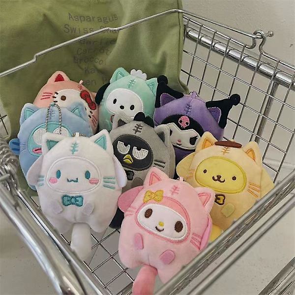 Sanrio Kuromis Cross-dressing Cat Doll Keychain Backpack Pendant Plush Toys（A6 Keychain）