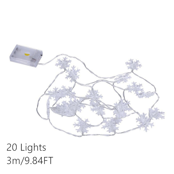 Juldekorationer 3 meter 20 LED julsnöflinga ljusslinga vinter sagoland heminredning