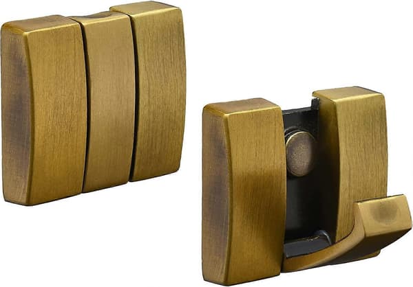 Antika Mässings Handdukskrokar Vikbara Fällbara, Tunga Kappkrokar Väggmonterade 2-pack, Rostfria Rymd Aluminium Väggkrokar för Badrum Sovrum Stäng