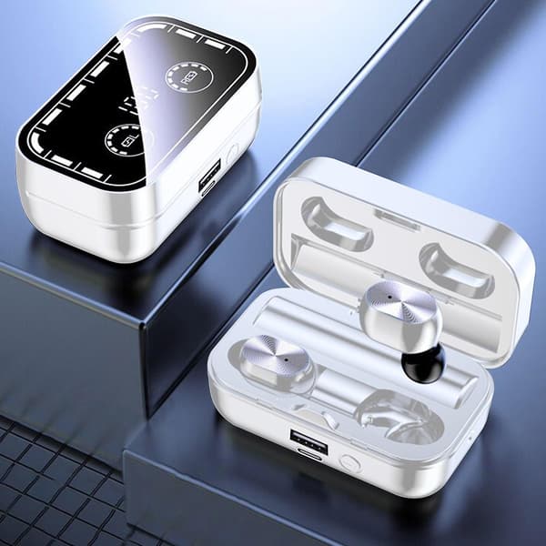 Bluetooth 5.2 In Ear Intelligent Mirror Digital Display Intelligent Noise Reduction With Flashlight Wireless Earphones