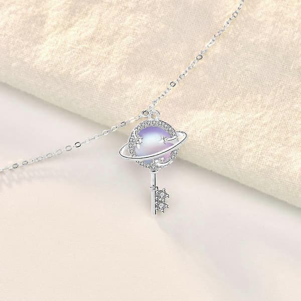 S925 Sterling Silver Aurora Planet Nyckel Halsband Kvinnor
