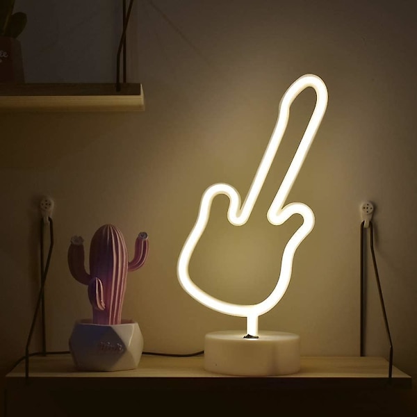 Nyhet Gitarr Neon Ljusskylt Batteri&usb Drivna Led Neon Bordslampor Varm