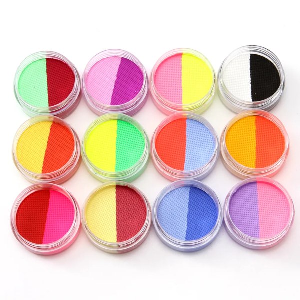 Body Art Paint Kit 24 färger Tvättbar Body Paint Kit med 2 borstar Ansiktsmålning Giftfritt vatten Aktivt ansiktsfärg Kosmetika