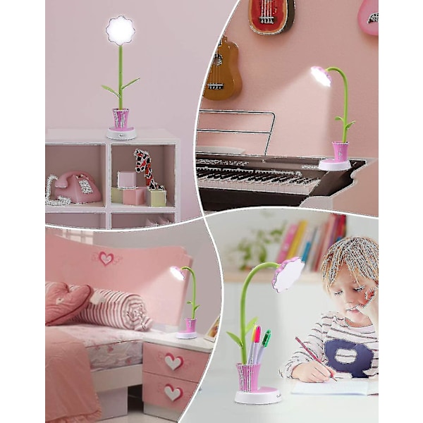 Led Solsikke Barnelampe Skrivebordslampe Berøringskontroll Demping Lampe Fleksibel Usb Oppladbar Skrivebordslampe Øyebeskyttelse