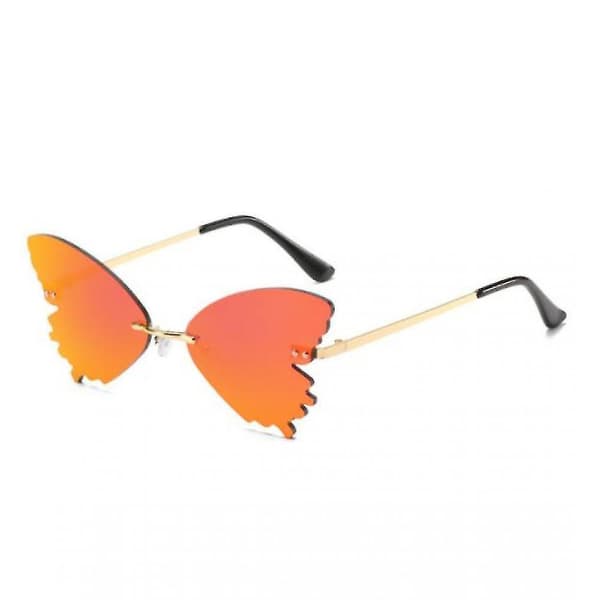 Orange dame rimløse sommerfugleformede solbriller