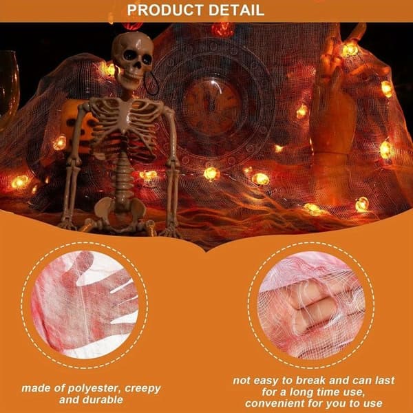 Dekorativ gasbind til Halloween, 85 x 200 tommer, hengende gasbind til dekorasjon