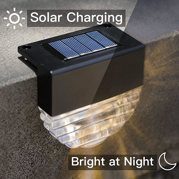 Solcelledrevne utelamper, vanntette LED-sollamper utendørs for uteplass, trapper, hage, hagesti, trinn og gjerder, 10 lumen, varmt hvitt/fargeskiftende L