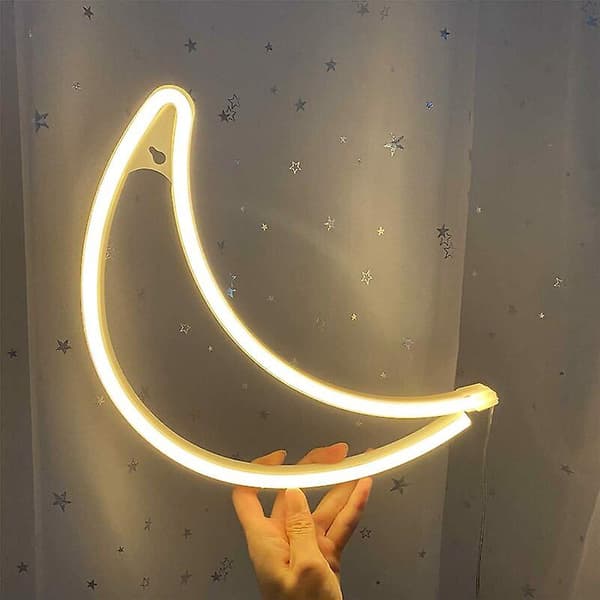 Måneformad LED-neonljus varmvit vägglampa USB-driven neon
