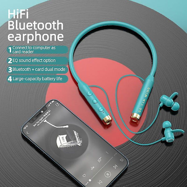 Bluetooth 5.1 -kuulokkeet, jotka voidaan asettaa korttiin, ripustettava kaulaan, muistipanta, magneettinen imu, nano-urheilu, erittäin pitkä akunkesto L