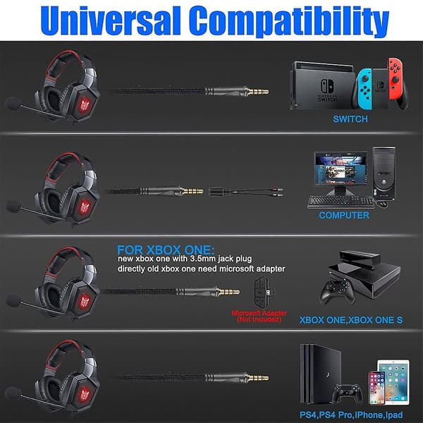 Gaming Headset 3.5mm Stereo Sound Bløde Memory Øremuffer