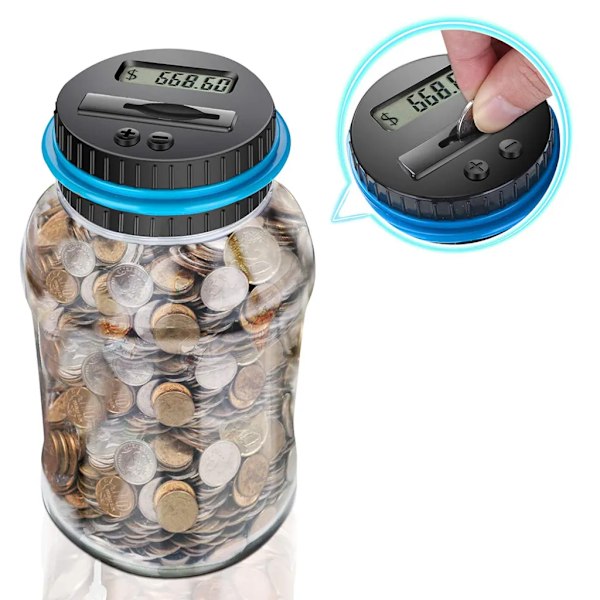 Digital sparbössa med räknare, mynträknande spargris, LCD-display mynträknare med 2*AAA-batteri (ingår ej)