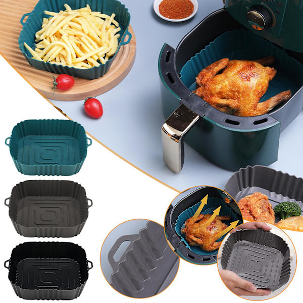 Airfryers ugns silikon bakplåt lätt att rengöra ugns bakplåt för Airfryer ugn mikrovågsugn（88G blå）