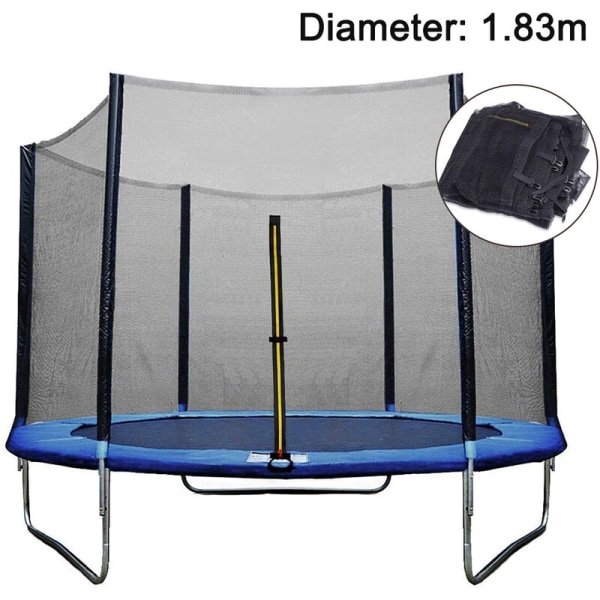 Sikkerhedsnet erstatningsnet til trampolin Ø 183cm, havetrampolin erstatningsnet til 6 stænger, net udvendigt, reservedel rivefast, UV-bestandig