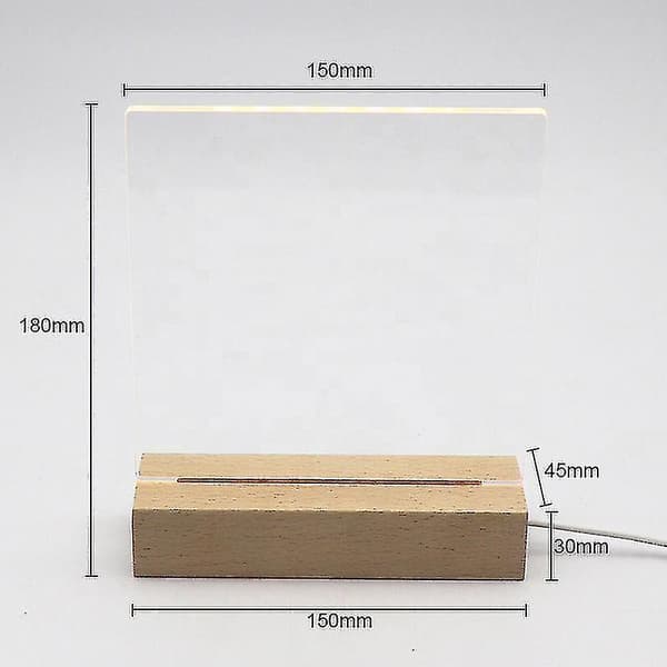 LED Akryl DIY Melding Nattlys Skrivebords Lysende Memo Notattavle (hvitt lys)