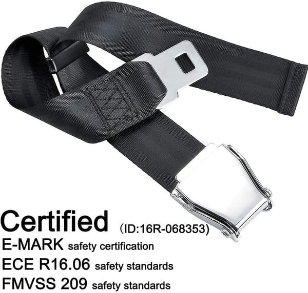 Belteforlenger for fly E4-sertifisert, justerbar fra 15,2 cm til 81,3 cm