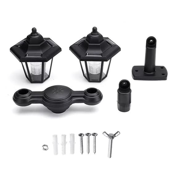 Dobbelt Hoved Hexagonal Solcelle Have Lamper til Væg Automatisk Belysning Plæne Lamper til Baggård Parker（hæng）