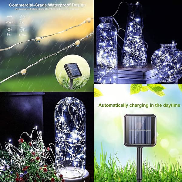 Solcellslingor [2-pack] Varje 32ft 100 LED solcellslingor utomhus vattentäta utomhus ljusslingor