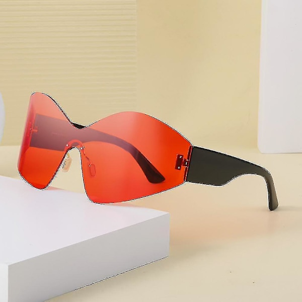 Rimless Wrap Around Solbriller Til Kvinder Mænd, Trendy Womens Y2k Solbriller Oversized Shades Fashion Solbriller Uv400