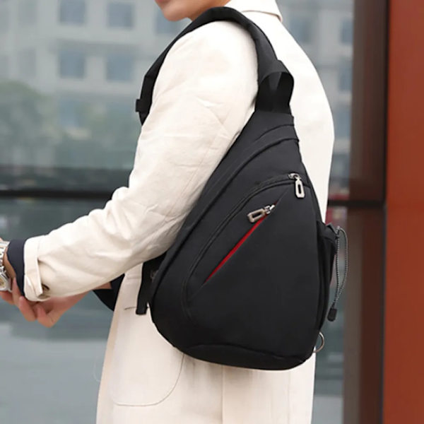 Crossbody Sling Ryggsäck Sling Väska Resa Vandring Bröstväska Dagryggsäck, Svart