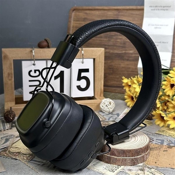 Hodesett for MAJOR IV Luminous Wireless Bluetooth-hodesett Tung bass Multifunksjonshodesett Mikrofon, Svart（Svart）