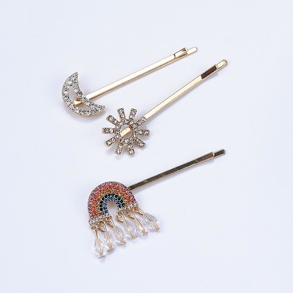 3 stk. månekrystall rhinestone perler dinglende hårnål hårklemme kvinner jenter hårtilbehør dusker hårnål, WZ-1901R