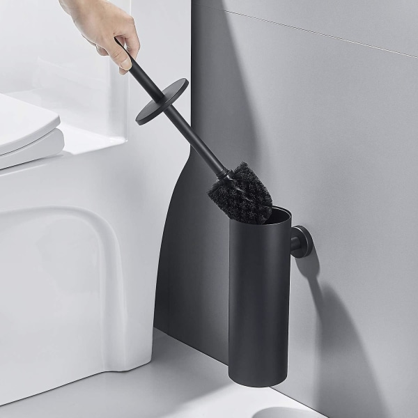 Toalettborste Väggmonterad toalettborste i rostfritt stål med antibakteriell borsthållare toalettborste toalett svart