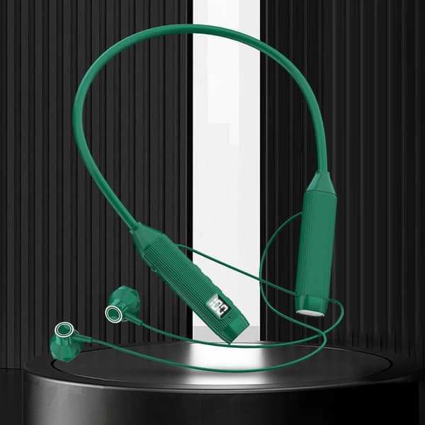 Hængende nakke Bluetooth-headset med stort batteri og digitalt display