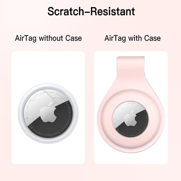 AirTag 2021 Case med nyckelring, Air Tag Portable Case, Lätt att installera, 2-Pack (Rosa)