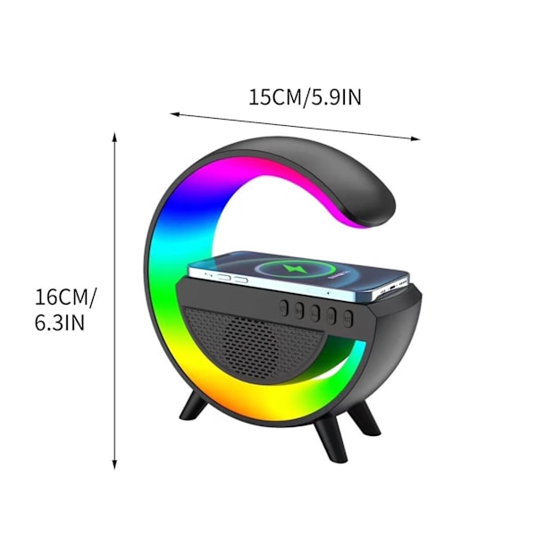 Audio Intelligent Bluetooth-högtalare Trådlös laddning Sänglampa Liten Nattlampa G500 Bluetooth Audio Rea (Svart)