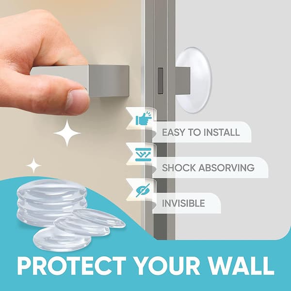 Dww-Sturdiest Wall Door Handle Stopper 5cm Set. 6 st transparenta gummiknoppar, väggskyddskudde