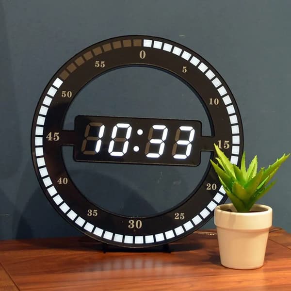 Väggklocka digital bordsklocka, svart elektronisk tyst väggklocka, 12'' klocka