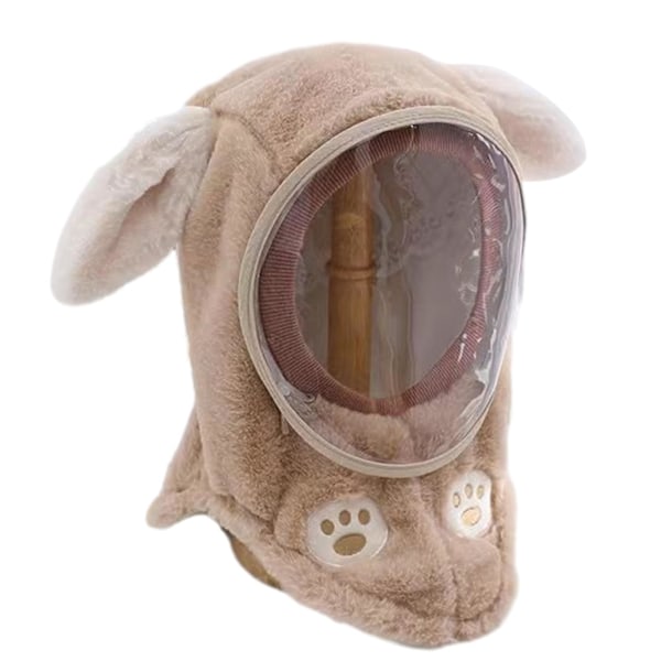 Cute Cartoon Mask Cover Hat Anti-fog Warming Outdoors Hat For Shopping(Rabbit ears,Khaki)