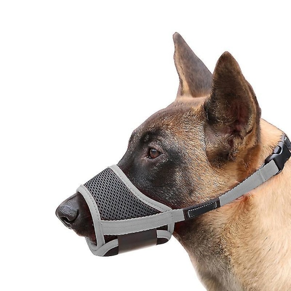 Hundmask, mjuk nylon anti-dropp mask, air mesh andas drickbar hund mask med justerbar ring M svart