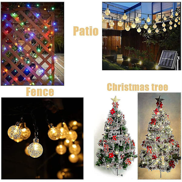 50 Led 31-fods krystal kugle solstreng udendørs med 8 tilstande til udendørs jul