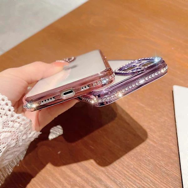 iPhone 14 Pro Max 6.7'' Glitter Pläteringsskal, Söt Lyxig Bling Strass Diamanter Mjuk Stötfångare Transparent TPU Tunn Lätt Skal för Apple