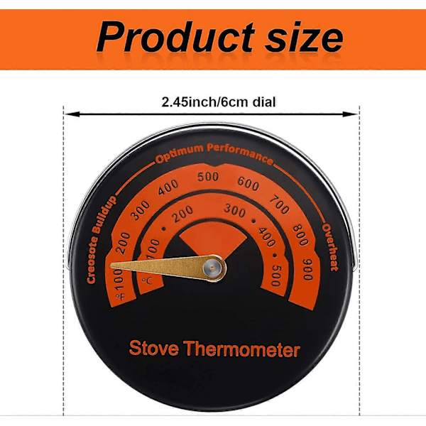 Magnetisk Spis Termometer Vedspis Topptermometer Spis Temperaturmätare Spis Rökrör Termometer Eldstad Tillbehör för att Undvika Spisfel