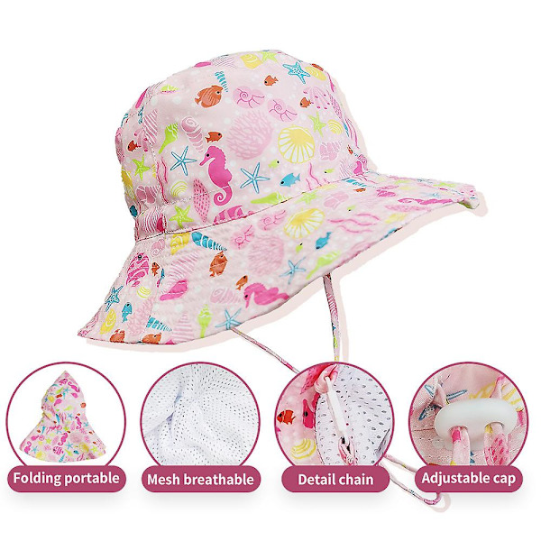 Dww-M-Monde Sailor Pink Aurinkolippalakki Säädettävä Leveälierinen Hattu Auringonsuoja UPF 50 Vauvalle Tytölle Pojalle Lapselle Taaperolle Unisex