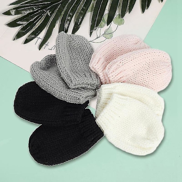 Varma Pom Pom-mössa och vantar, babyhattar och vantar set barn stickad mössa vinter（S）