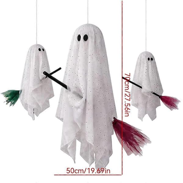 Sæt med hængende polyester-spøgelser med LED-lys til udendørs Halloween-havepynt No lights