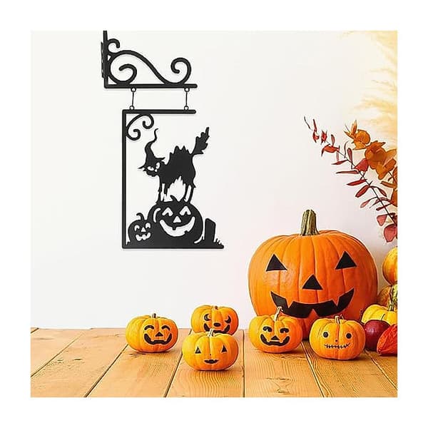 Halloween vægskulptur i sort jern, festdekoration
